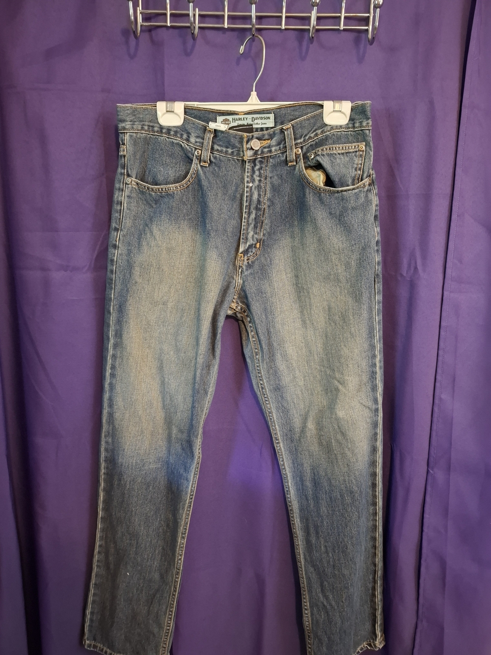 Harley-Davidson Men's Light Blue Straight Jeans